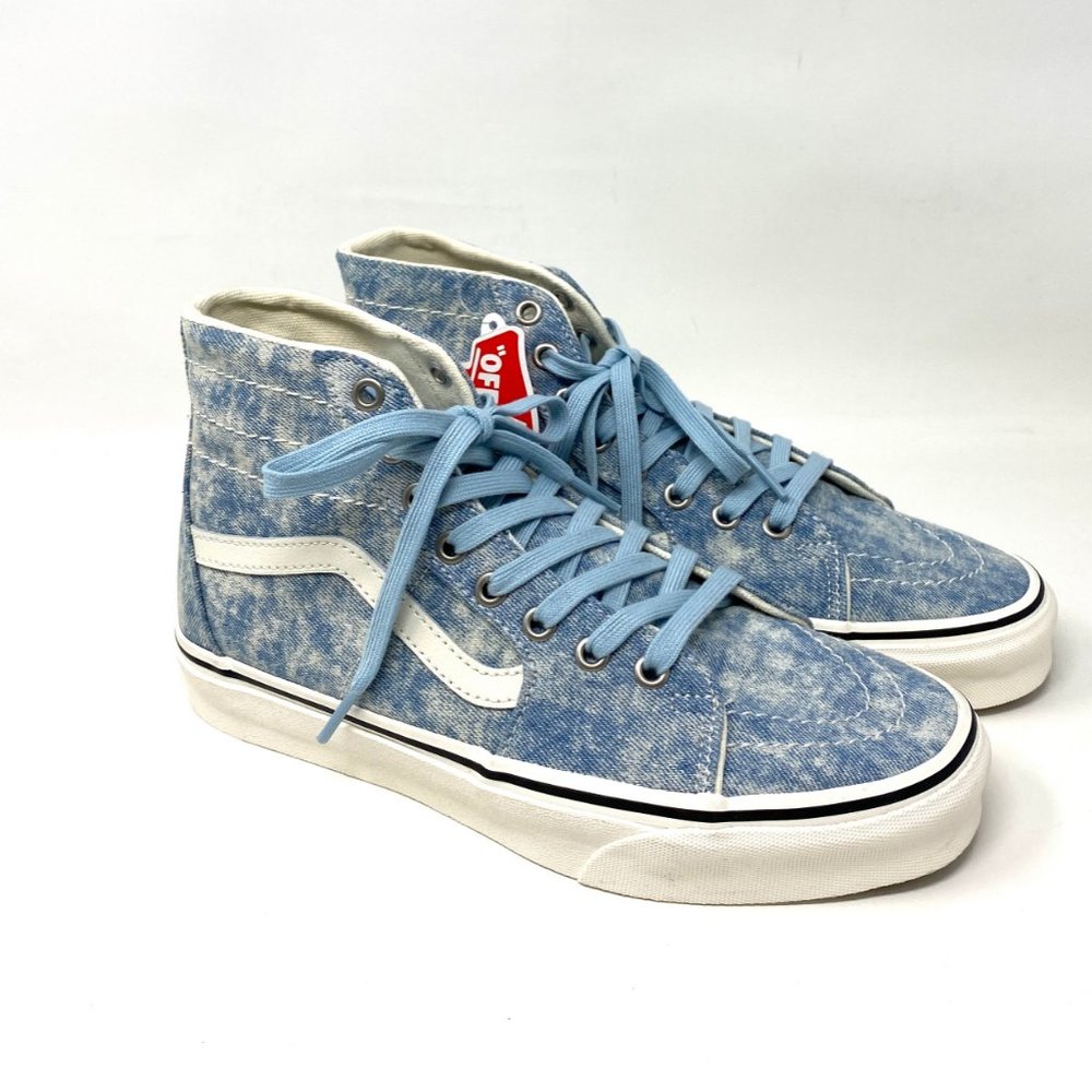 VANS Women's Size VN0A4U169FM SK8-HI TAPERED Blue Denim Destroy Canvas Sneakers - Picture 5 of 8